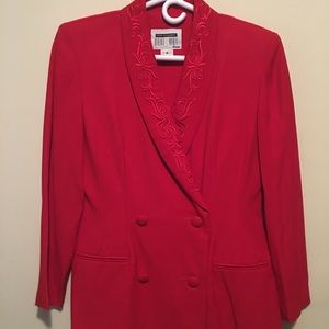 Vibrant Red “Lois Snyder” Detailed Jacket